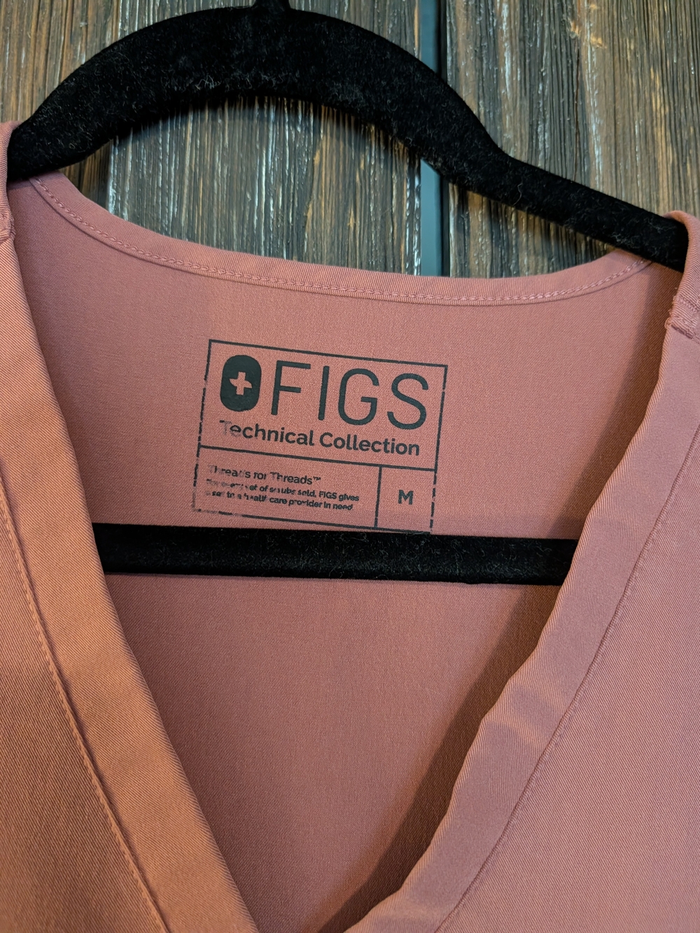 FIGS Women's V-Neck Scrub Top in Dusty Rose - Picture 2 of 3